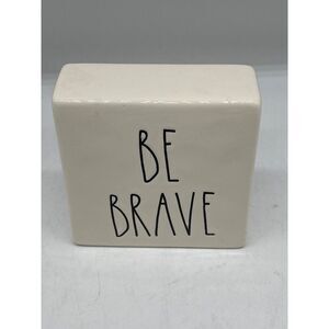 Rae Dunn BE BRAVE, WORK HARD Ceramic Square Home Decor